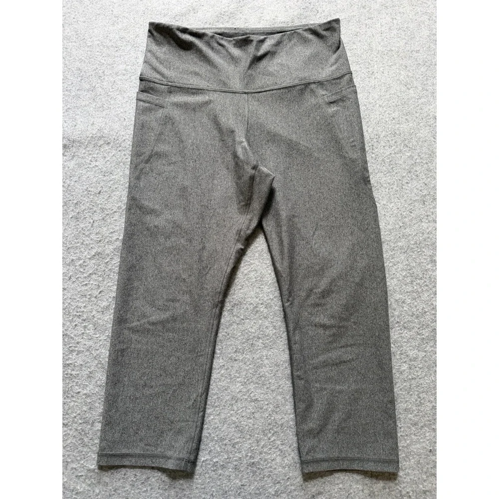 Old Navy Women's High-Rise Go-Dry Athletic Leggings Pockets Cropped Gray Size L